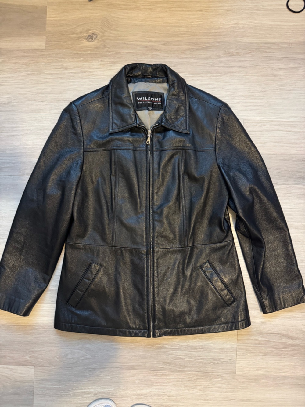 Wilson Black 100% Leather Jacket - Men's Zip-Front Coat XL